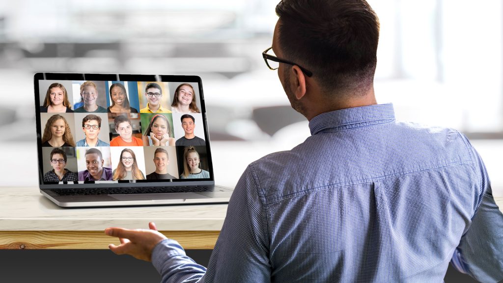 man on video call