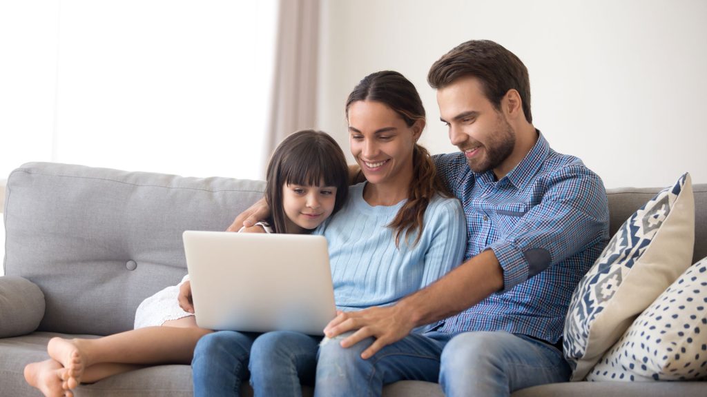 family on laptop