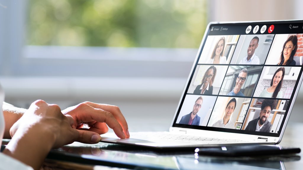 video call on laptop