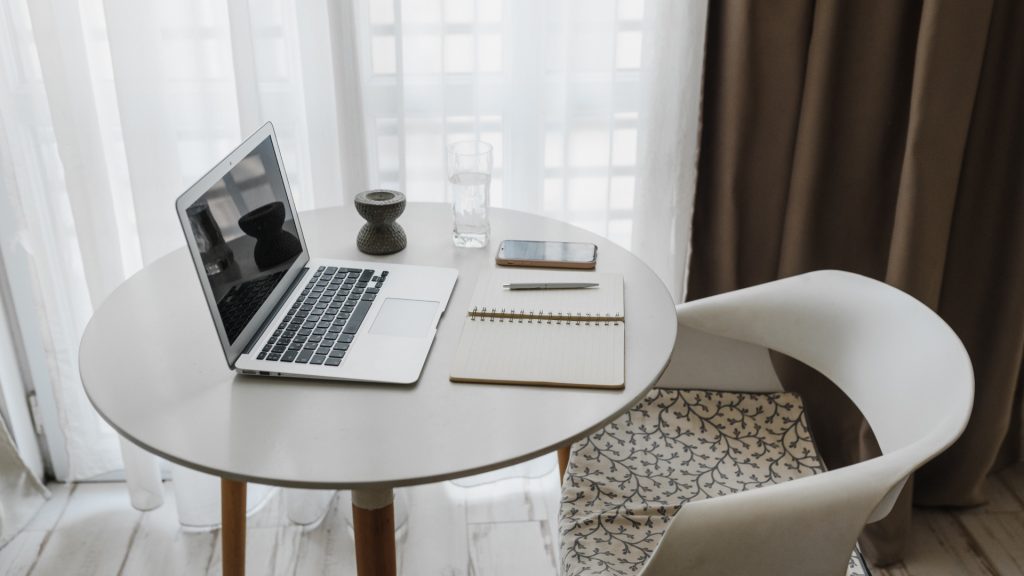 laptop on desk at home