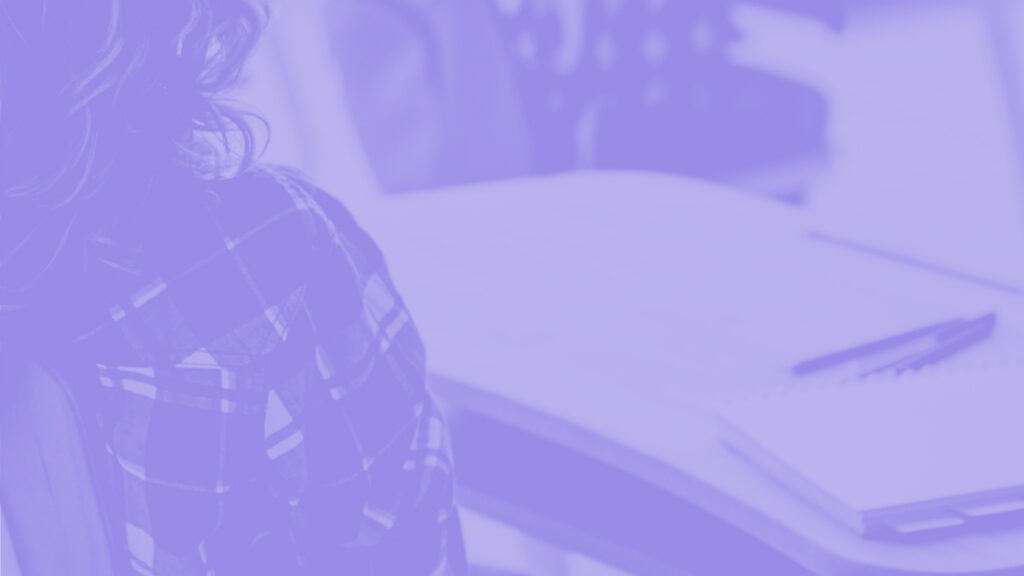 purple background with woman